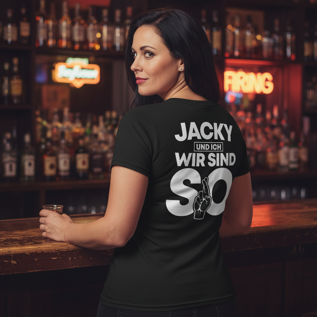Jacky und ich wir sind so Jack Daniels - V-Neck Damenshirt