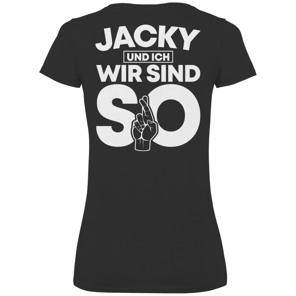 Jacky und ich wir sind so Jack Daniels - V-Neck Damenshirt Black