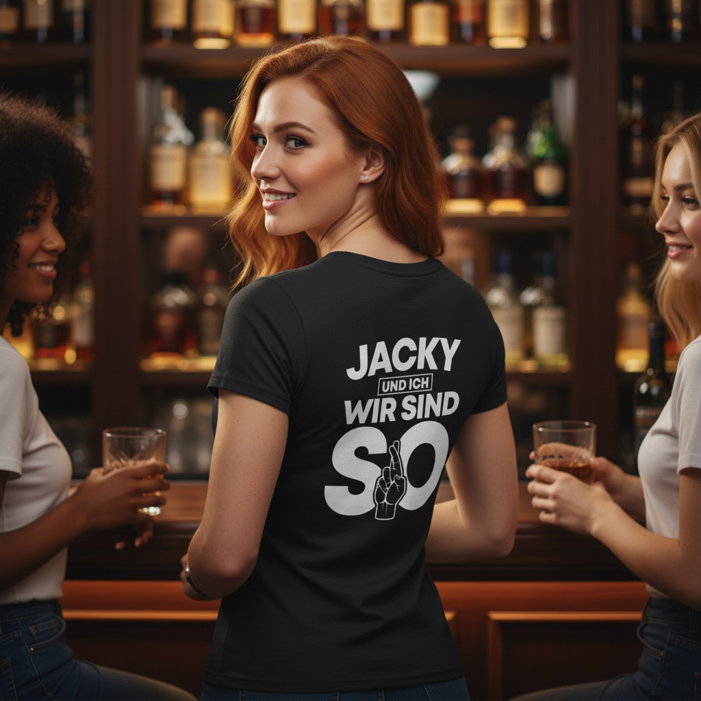 Jacky und ich wir sind so Jack Daniels - V-Neck Damenshirt