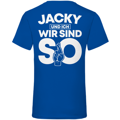 Jacky und ich wir sind so Jack Daniels - Herren V-Neck Shirt Royal Blue