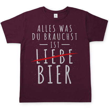 Alles was du brauchst ist Bier - Herren Shirt Burgundy
