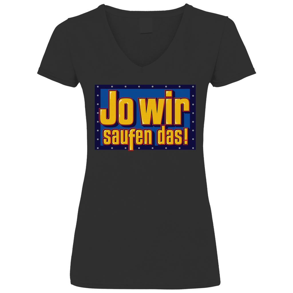 Jo wir saufen das? Bob der Baumeister - V-Neck Damenshirt Black
