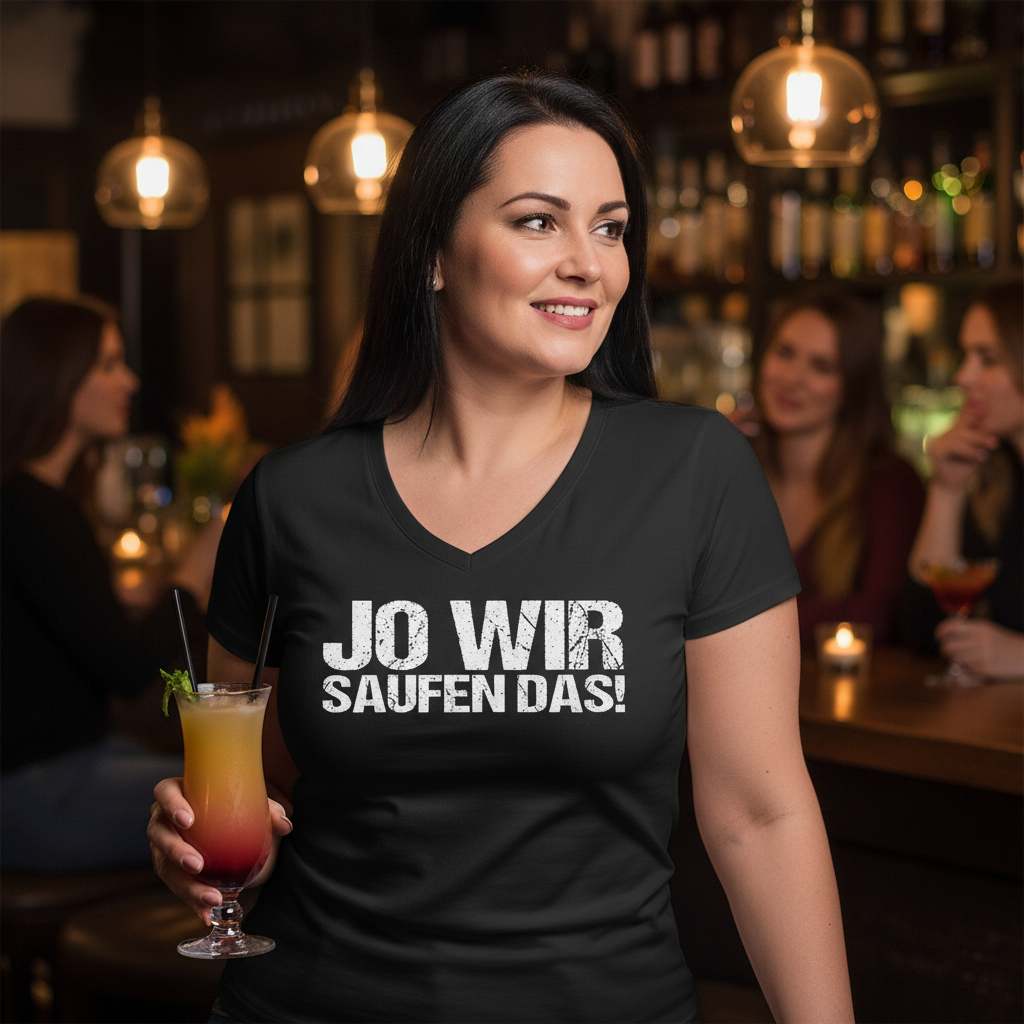 Jo wir saufen das! - V-Neck Damenshirt
