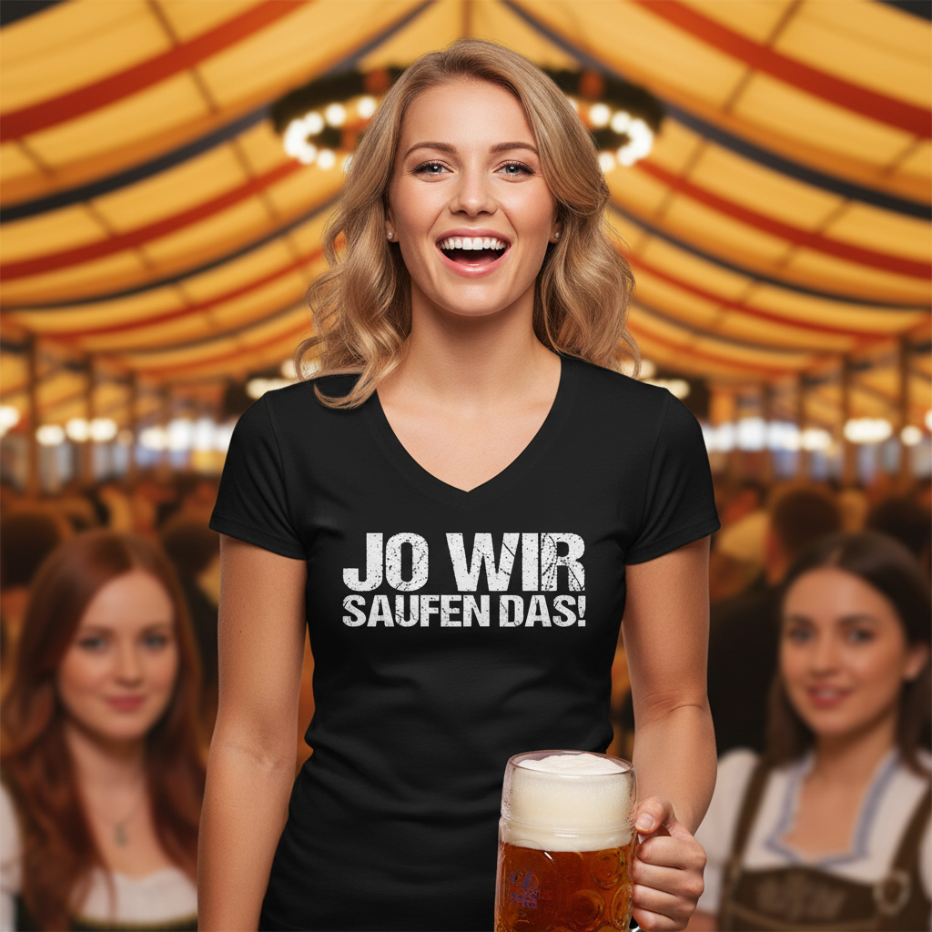 Jo wir saufen das! - V-Neck Damenshirt