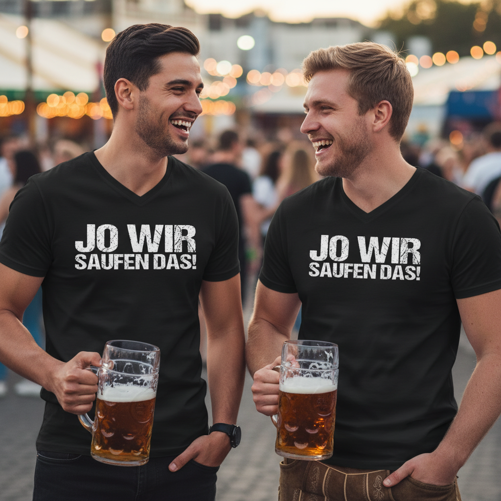 Jo wir saufen das! - Herren V-Neck Shirt