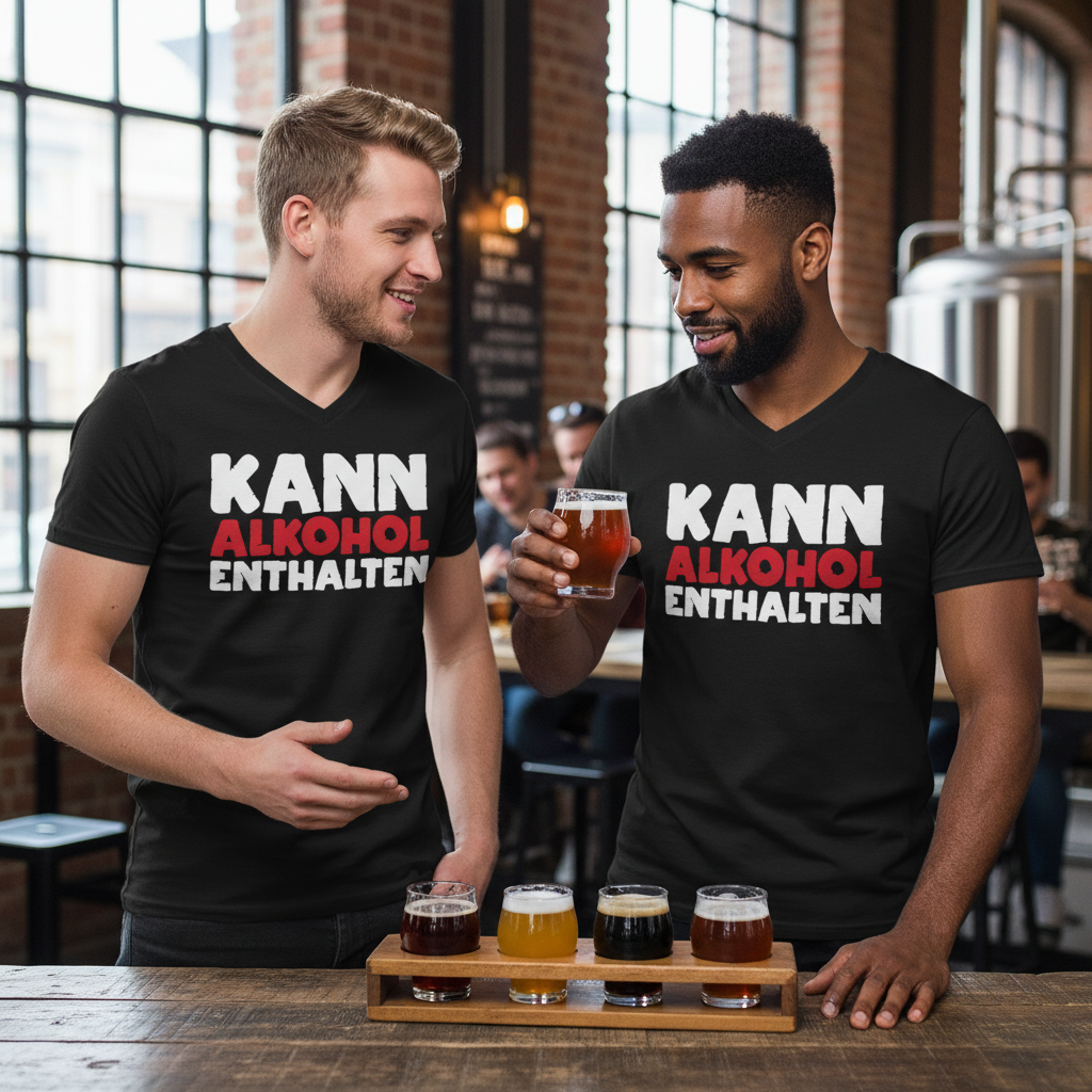 Kann Alkohol enthalten - Herren V-Neck Shirt
