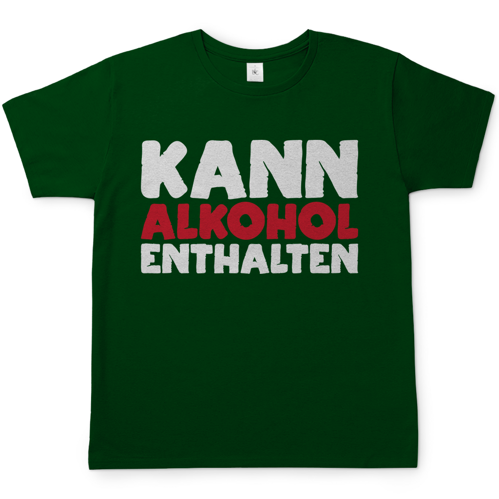 Bottle Green Festival Shirt Herren mit Bier Spruch Kann Alkohol enthalten witzig, Frontansicht