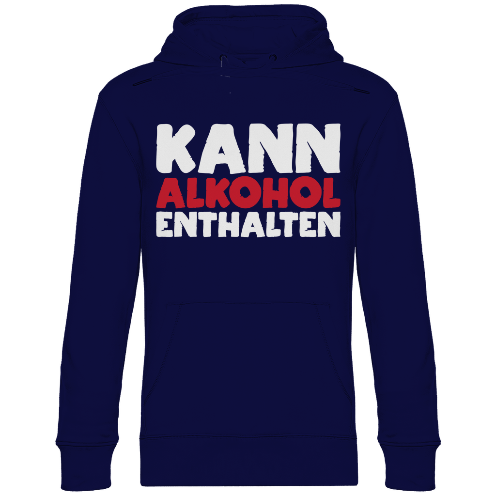 Navy Blue Herren Hoodie mit Kann Alkohol enthalten Aufdruck für Partys, Frontansicht