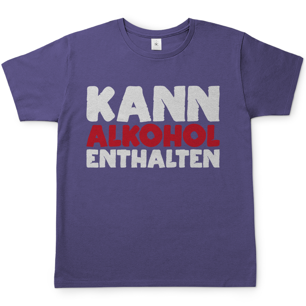 Lila Party Shirt Herren mit Alkohol Spruch KANN ALKOHOL ENTHALTEN Statement lustig, Frontansicht