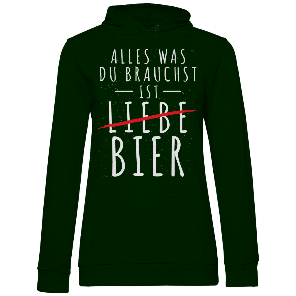 Alles was du brauchst ist Bier - Damen Hoodie Forest Green