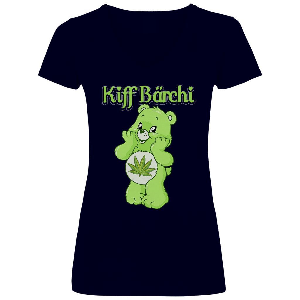 Kiff Bärchi - Glücksbärchi - V-Neck Damenshirt Deep Navy