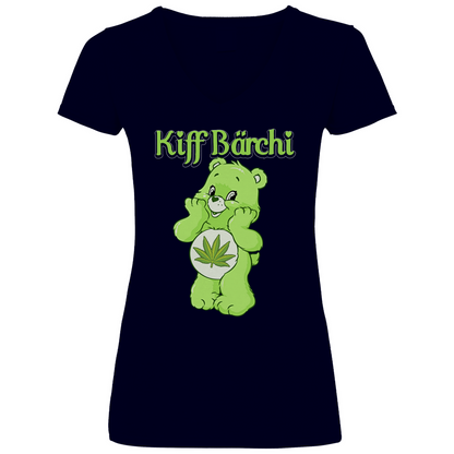 Kiff Bärchi - Glücksbärchi - V-Neck Damenshirt Deep Navy