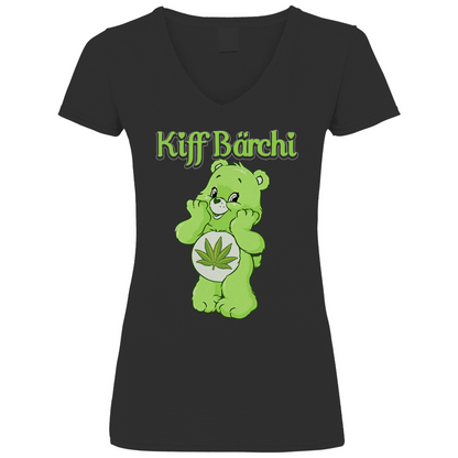 Kiff Bärchi - Glücksbärchi - V-Neck Damenshirt Black