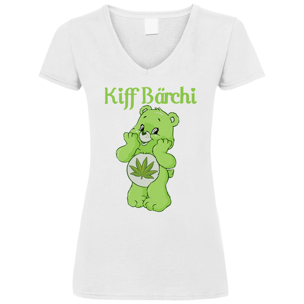 Kiff Bärchi - Glücksbärchi - V-Neck Damenshirt White