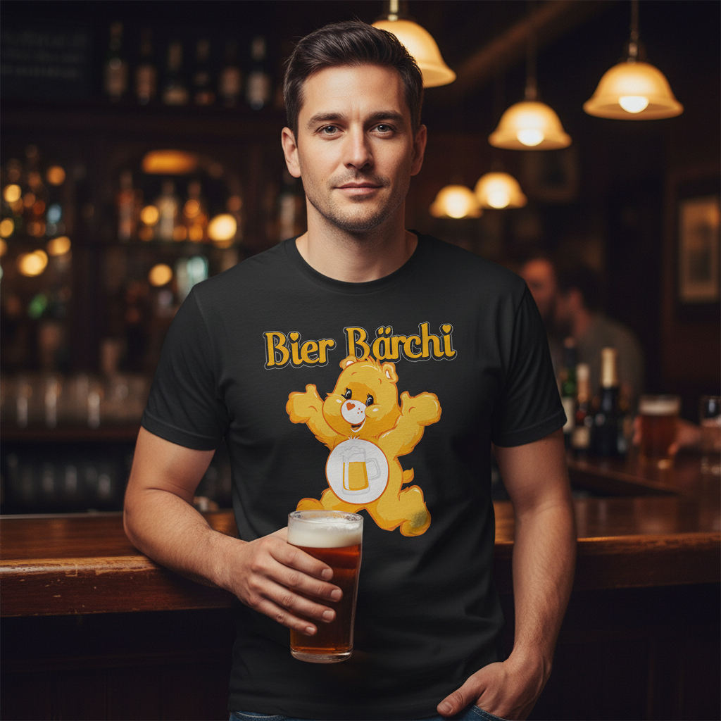 Bier Bärchi Glücksbärchi T-Shirt Herren - lustiges Bier Shirt - Bio Baumwolle
