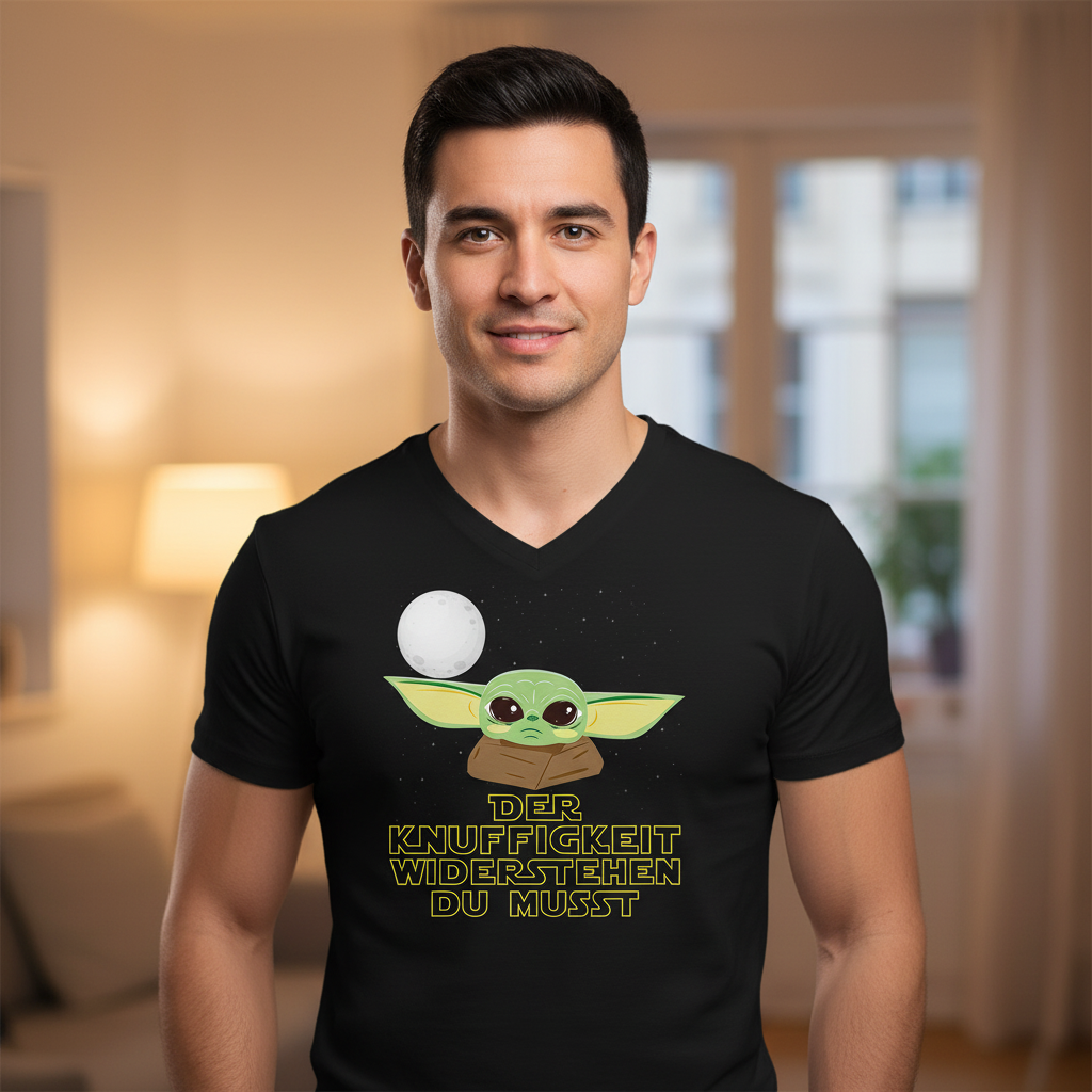 Knuffigkeit widerstehen - Baby Yoda Grogu - Herren V-Neck Shirt