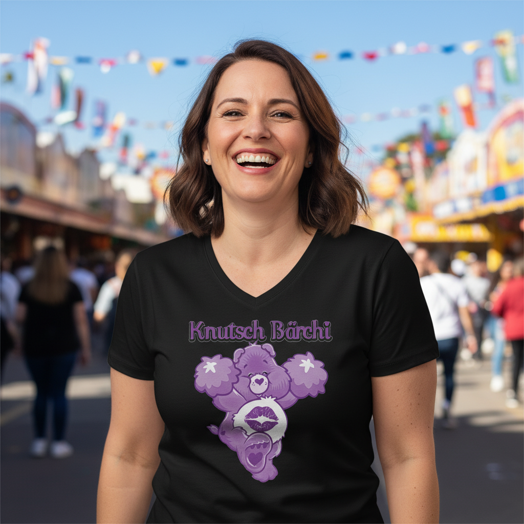 Knutsch Bärchi - Glücksbärchi - V-Neck Damenshirt