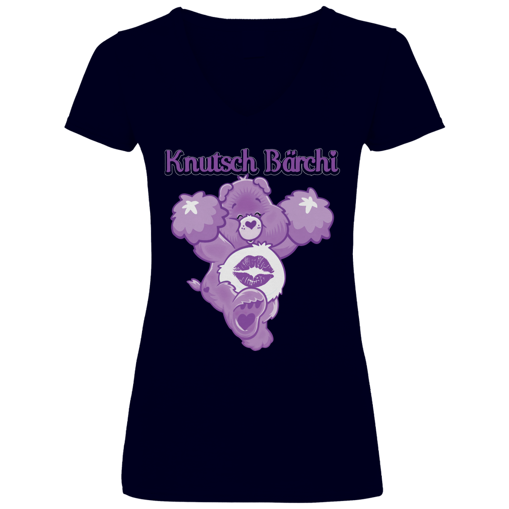 Knutsch Bärchi - Glücksbärchi - V-Neck Damenshirt Deep Navy
