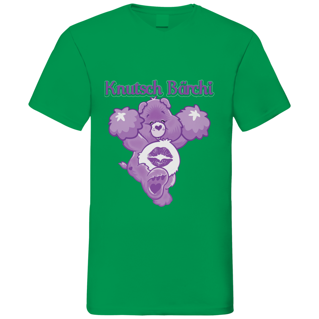 Knutsch Bärchi - Glücksbärchi - Herren V-Neck Shirt Kelly Green