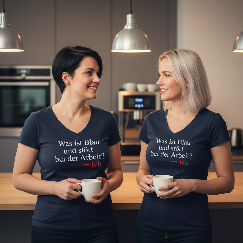 Was ist blau und stört bei der Arbeit - V-Neck Damenshirt