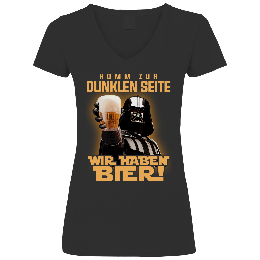 Komm zur dunklen Seite wir haben Bier Darth Vader - V-Neck Damenshirt Black