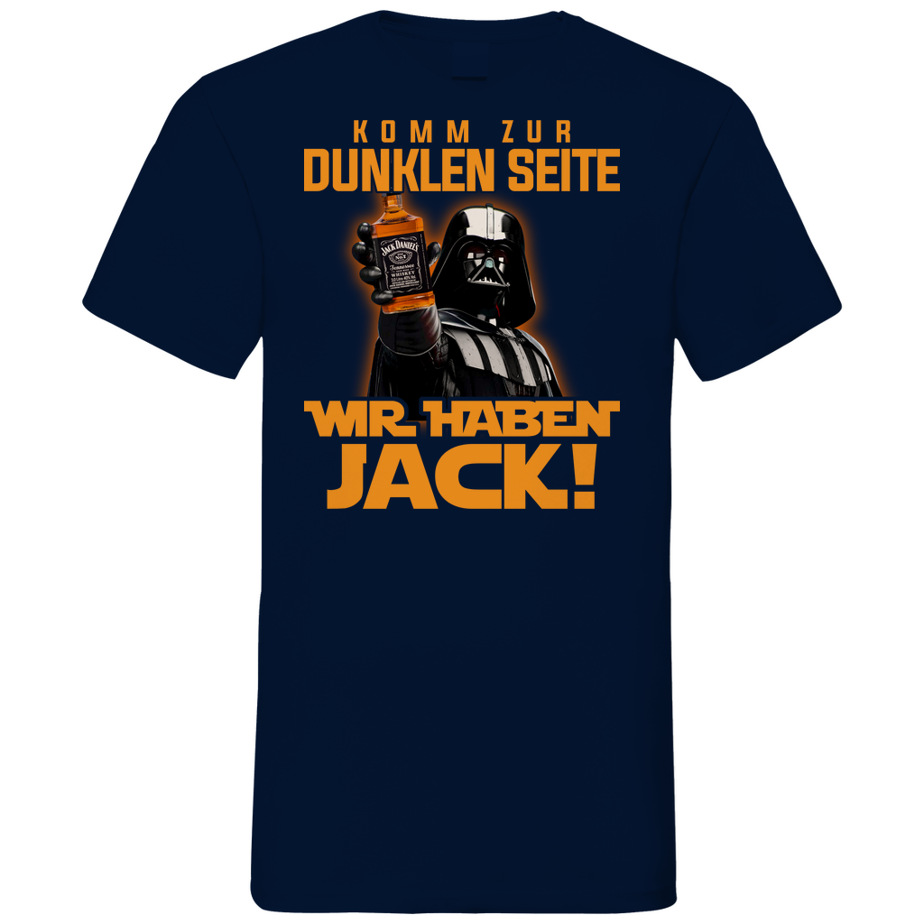Komm zur dunklen Seite wir haben Jack Darth Vader - Herren V-Neck Shirt Navy