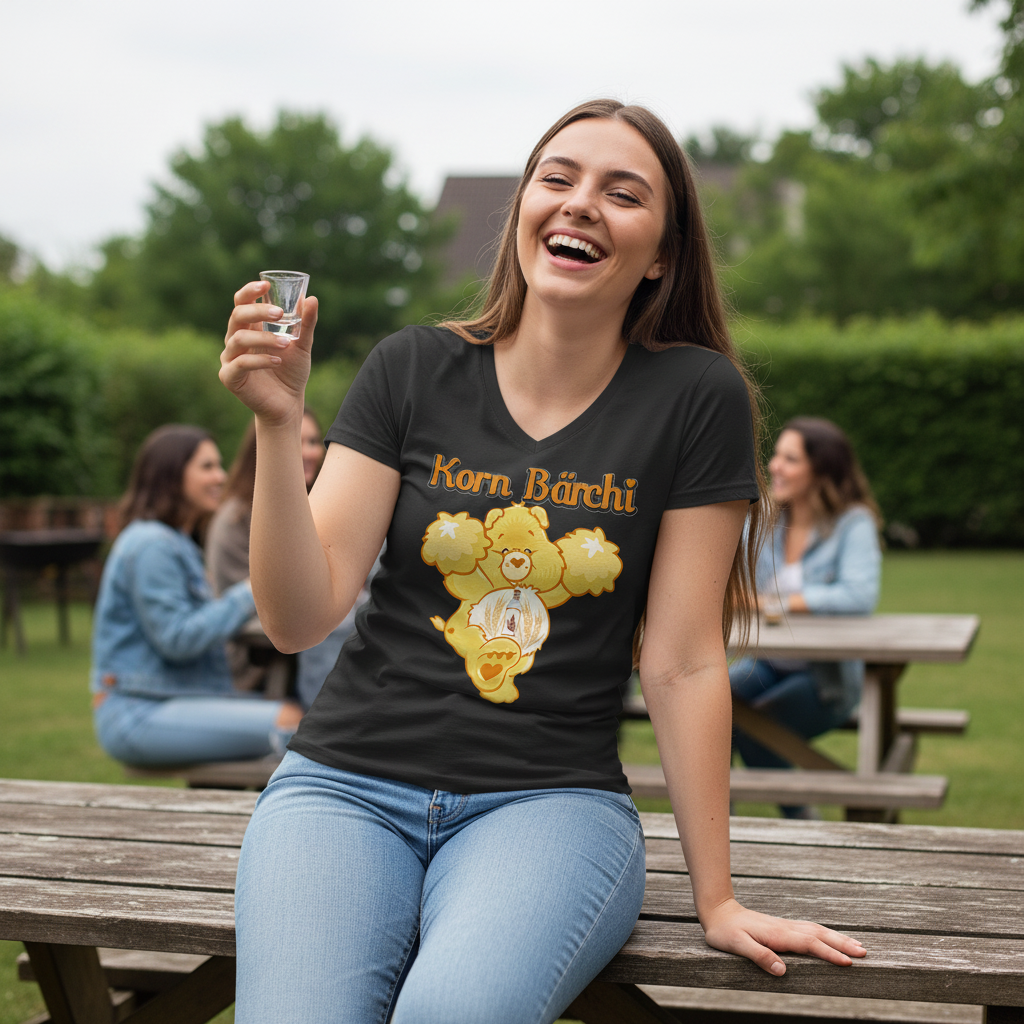 Korn Bärchi - Glücksbärchi - V-Neck Damenshirt