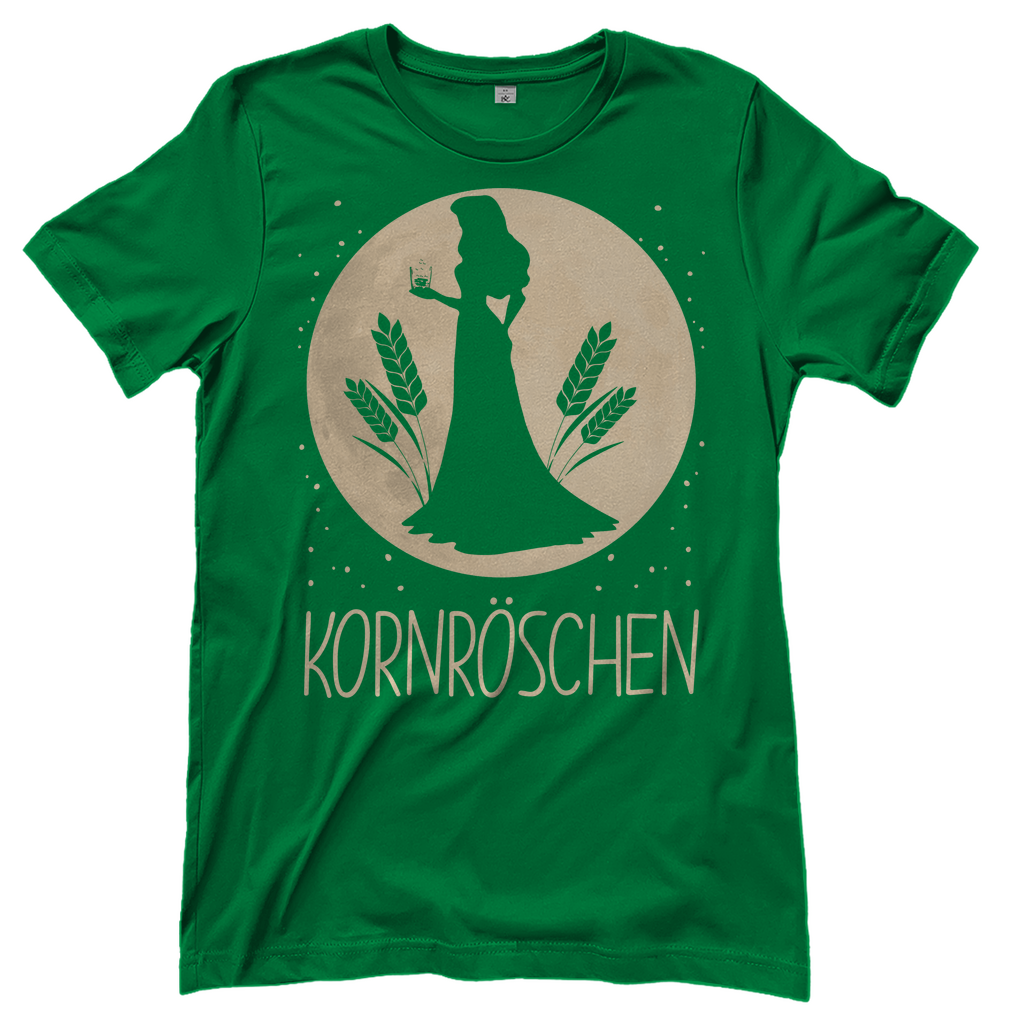 Kelly Green Damen Shirt mit KORNRÖSCHEN Prinzessin Design für Party, Frontansicht