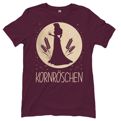 Burgundy Kornröschen Shirt Damen mit Mond Prinzessin Design für Korn-Liebhaberinnen, Front