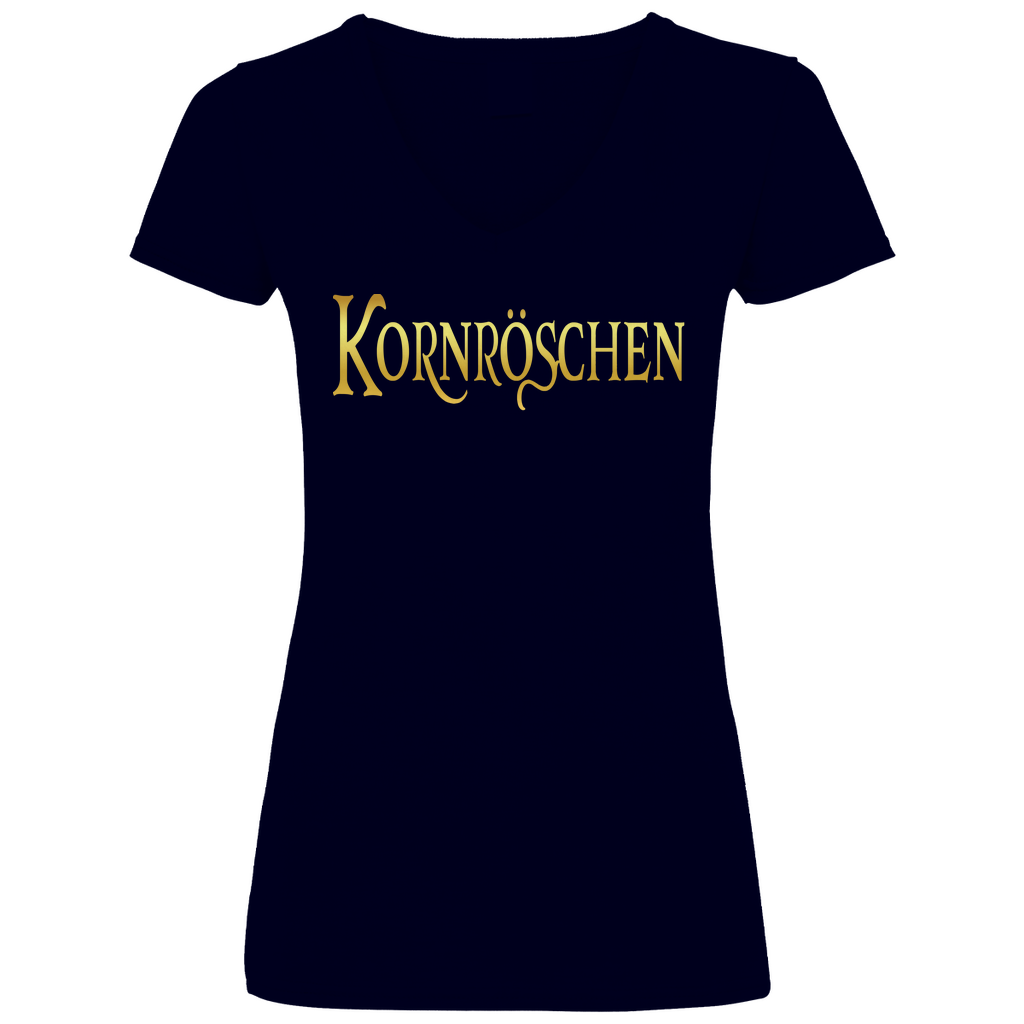 Kornröschen - Prinzessin Gold - V-Neck Damenshirt Deep Navy