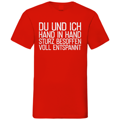 Du und ich Hand in Hand - Herren V-Neck Shirt Red