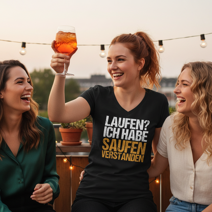 Laufen? Ich habe saufen verstanden - V-Neck Damenshirt