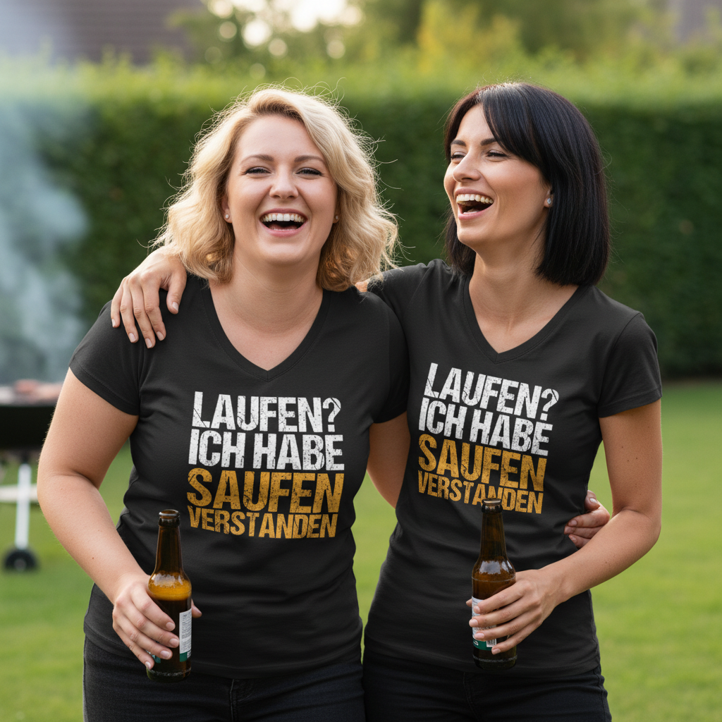 Laufen? Ich habe saufen verstanden - V-Neck Damenshirt