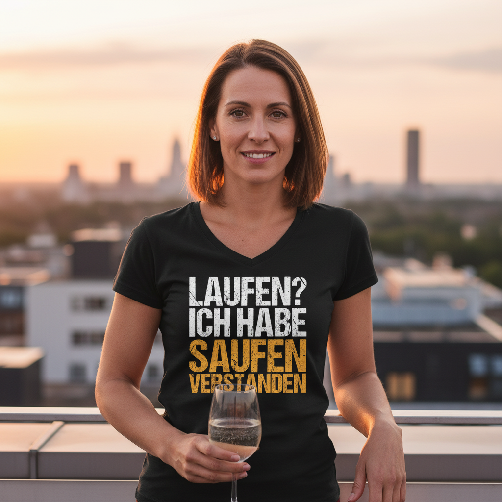 Laufen? Ich habe saufen verstanden - V-Neck Damenshirt