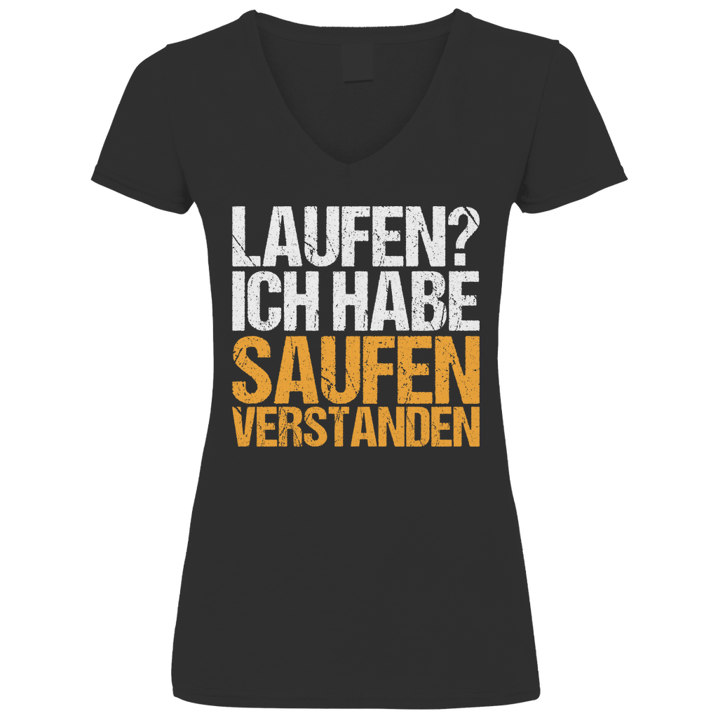 Laufen? Ich habe saufen verstanden - V-Neck Damenshirt Black