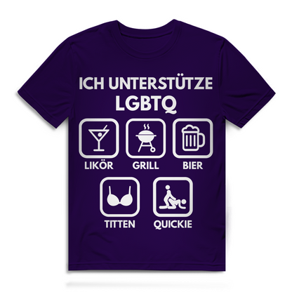 ICH UNTERSTÜTZE LGBTQ – Likör, Grill, Bier, Titten, Quickie – Herren Premium Bio T-Shirt Urban Purple