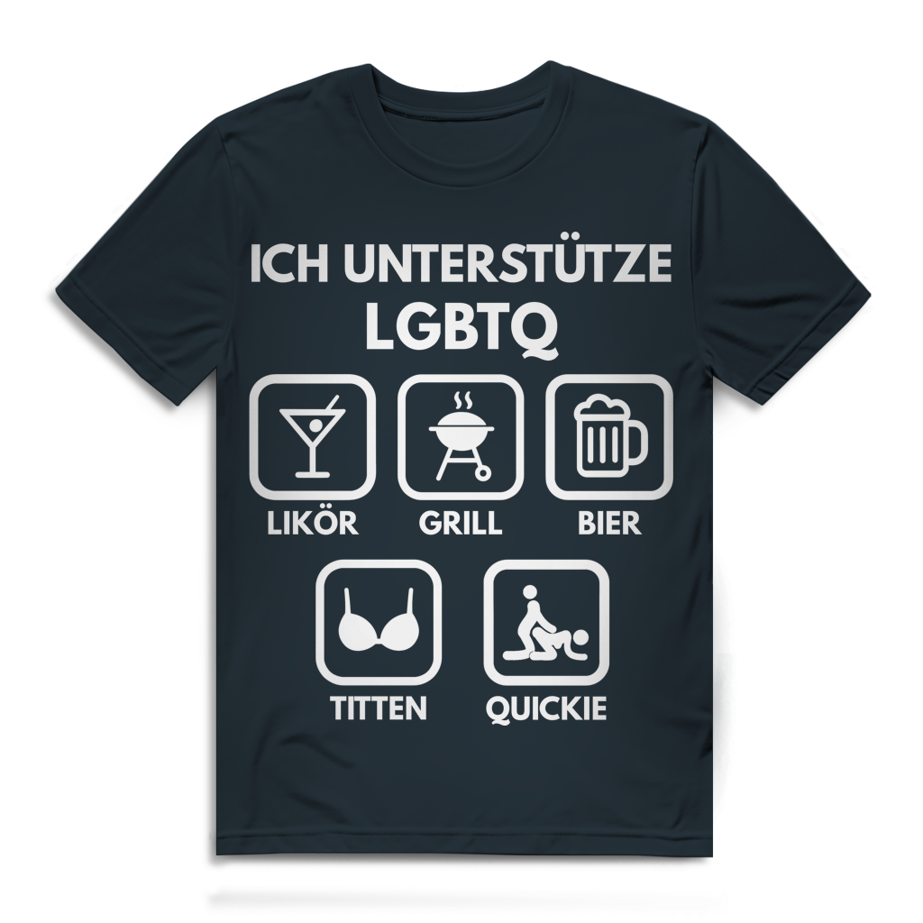 ICH UNTERSTÜTZE LGBTQ – Likör, Grill, Bier, Titten, Quickie – Herren Premium Bio T-Shirt Dark Grey Solid