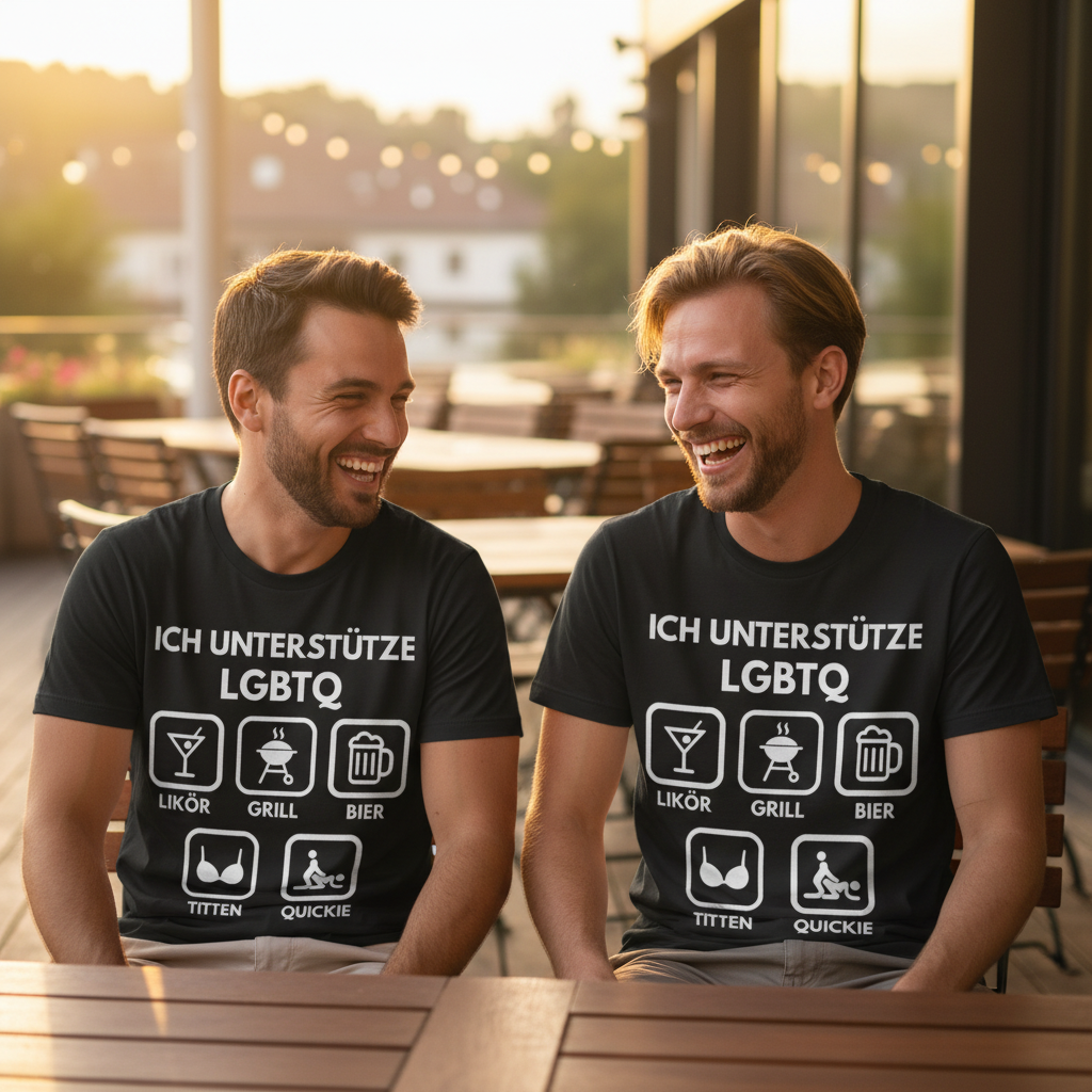 ICH UNTERSTÜTZE LGBTQ – Likör, Grill, Bier, Titten, Quickie – Herren Premium Bio T-Shirt