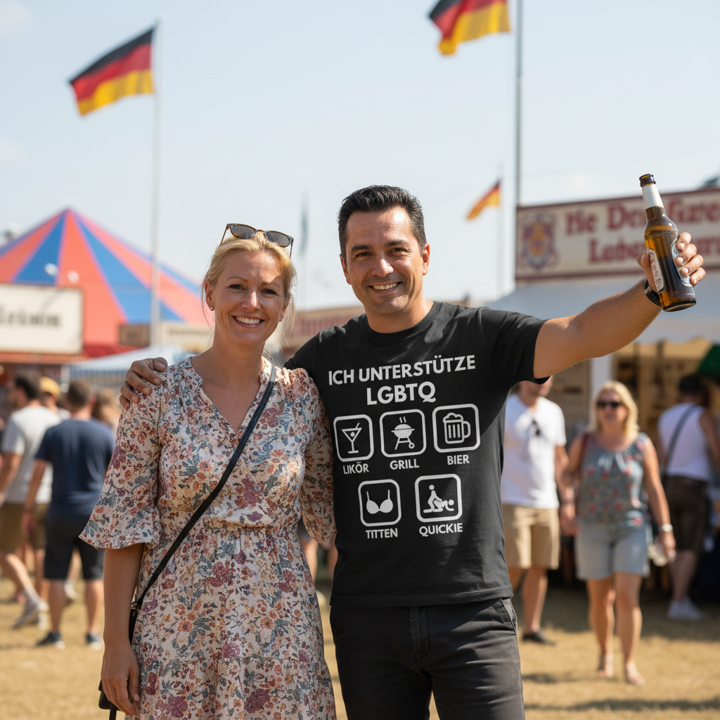 ICH UNTERSTÜTZE LGBTQ – Likör, Grill, Bier, Titten, Quickie – Herren Premium Bio T-Shirt