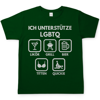 ICH UNTERSTÜTZE LGBTQ – Likör, Grill, Bier, Titten, Quickie – Herren T-Shirt Bottle Green