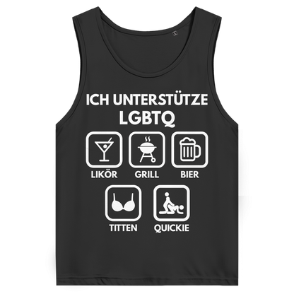 ICH UNTERSTÜTZE LGBTQ – Likör, Grill, Bier, Titten, Quickie – Herren Tank Top Black