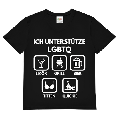 ICH UNTERSTÜTZE LGBTQ – Likör, Grill, Bier, Titten, Quickie – Herren V-Neck T-Shirt Black