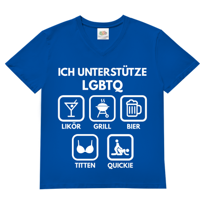 ICH UNTERSTÜTZE LGBTQ – Likör, Grill, Bier, Titten, Quickie – Herren V-Neck T-Shirt Royal Blue