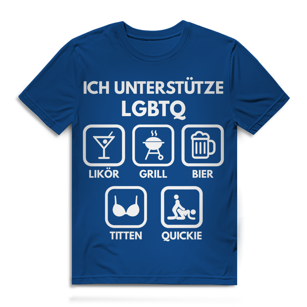 ICH UNTERSTÜTZE LGBTQ – Likör, Grill, Bier, Titten, Quickie – Herren Premium Bio T-Shirt Royal Blue