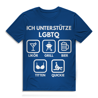 ICH UNTERSTÜTZE LGBTQ – Likör, Grill, Bier, Titten, Quickie – Herren Premium Bio T-Shirt Royal Blue