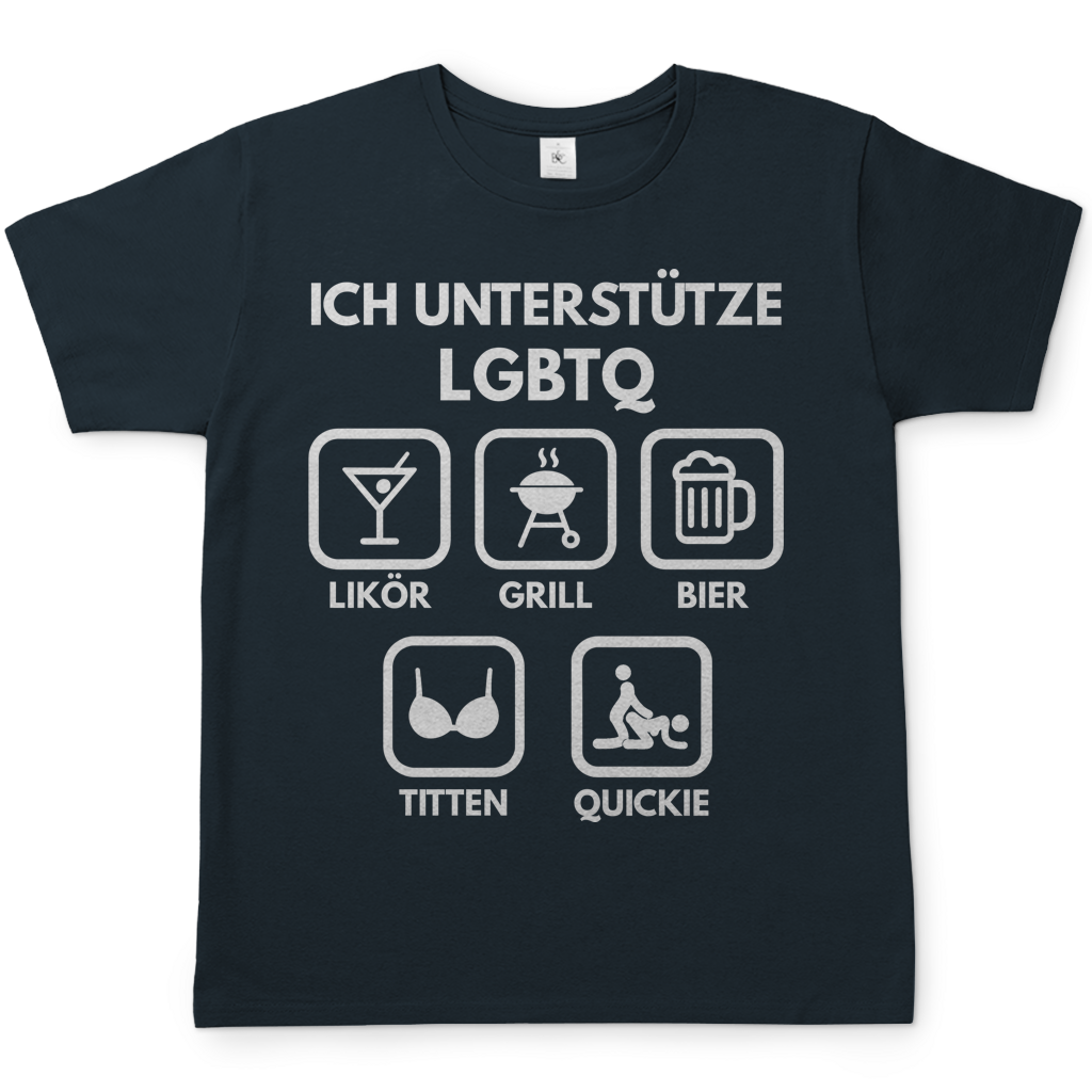 ICH UNTERSTÜTZE LGBTQ – Likör, Grill, Bier, Titten, Quickie – Herren T-Shirt Dark Grey Solid