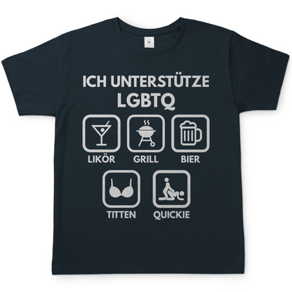 ICH UNTERSTÜTZE LGBTQ – Likör, Grill, Bier, Titten, Quickie – Herren T-Shirt Dark Grey Solid