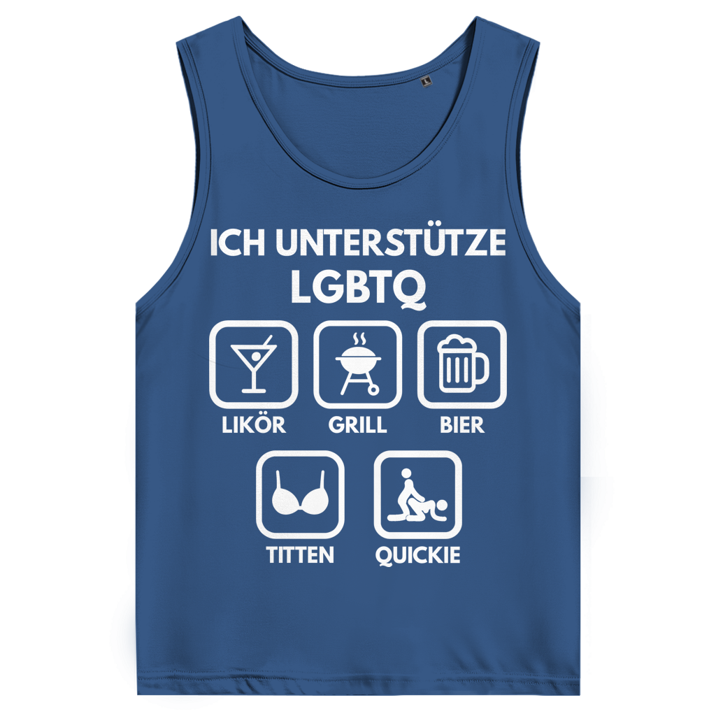 ICH UNTERSTÜTZE LGBTQ – Likör, Grill, Bier, Titten, Quickie – Herren Tank Top Blue