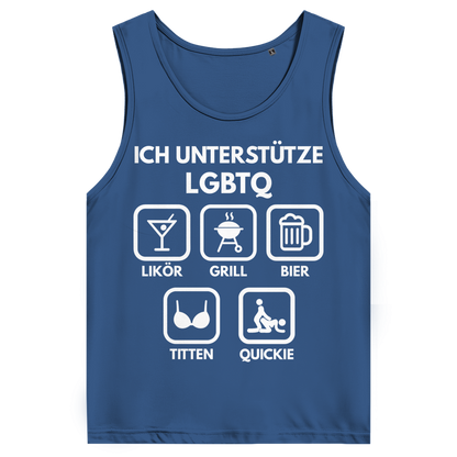 ICH UNTERSTÜTZE LGBTQ – Likör, Grill, Bier, Titten, Quickie – Herren Tank Top Blue