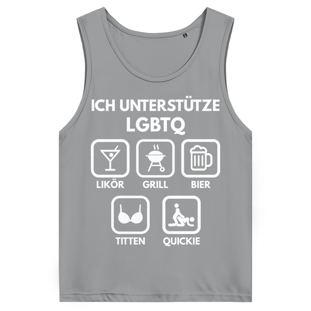ICH UNTERSTÜTZE LGBTQ – Likör, Grill, Bier, Titten, Quickie – Herren Tank Top Sport Grey